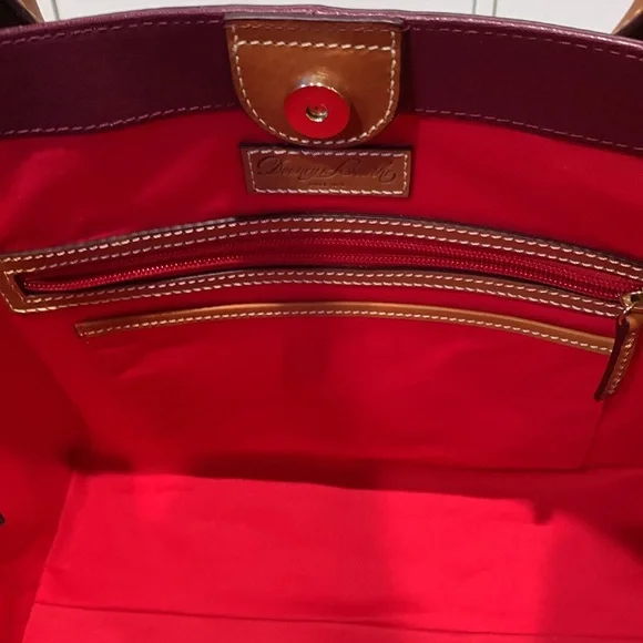 Dooney and Bourke Small Russel Tote in Cranberry Saffiano Leather - Picture 11 of 14
